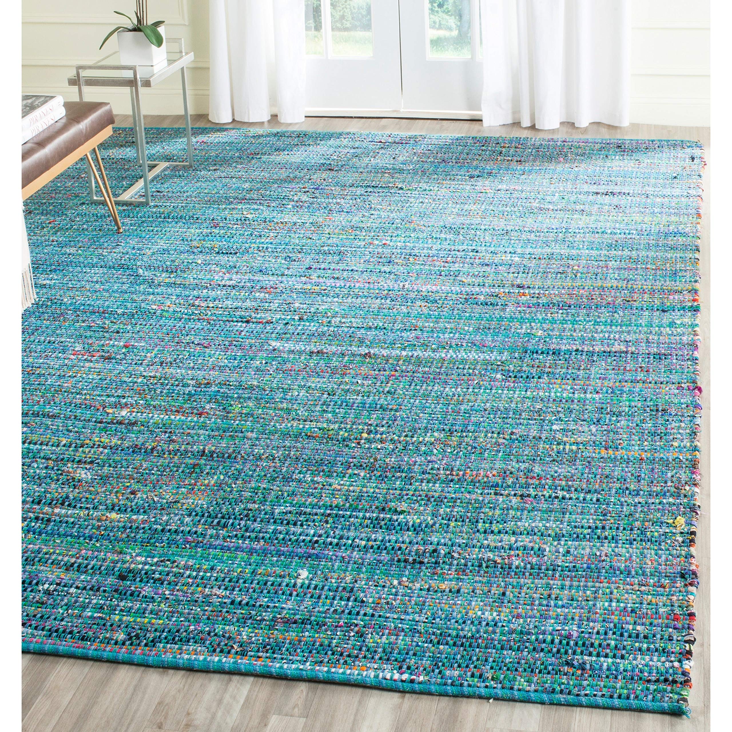 Safavieh Nantucket Collection Accent Rug - 4' x 6', Blue, Handmade Boho Cotton, Ideal for High Traffic Areas in Entryway, Living Room, Bedroom (NAN220A)