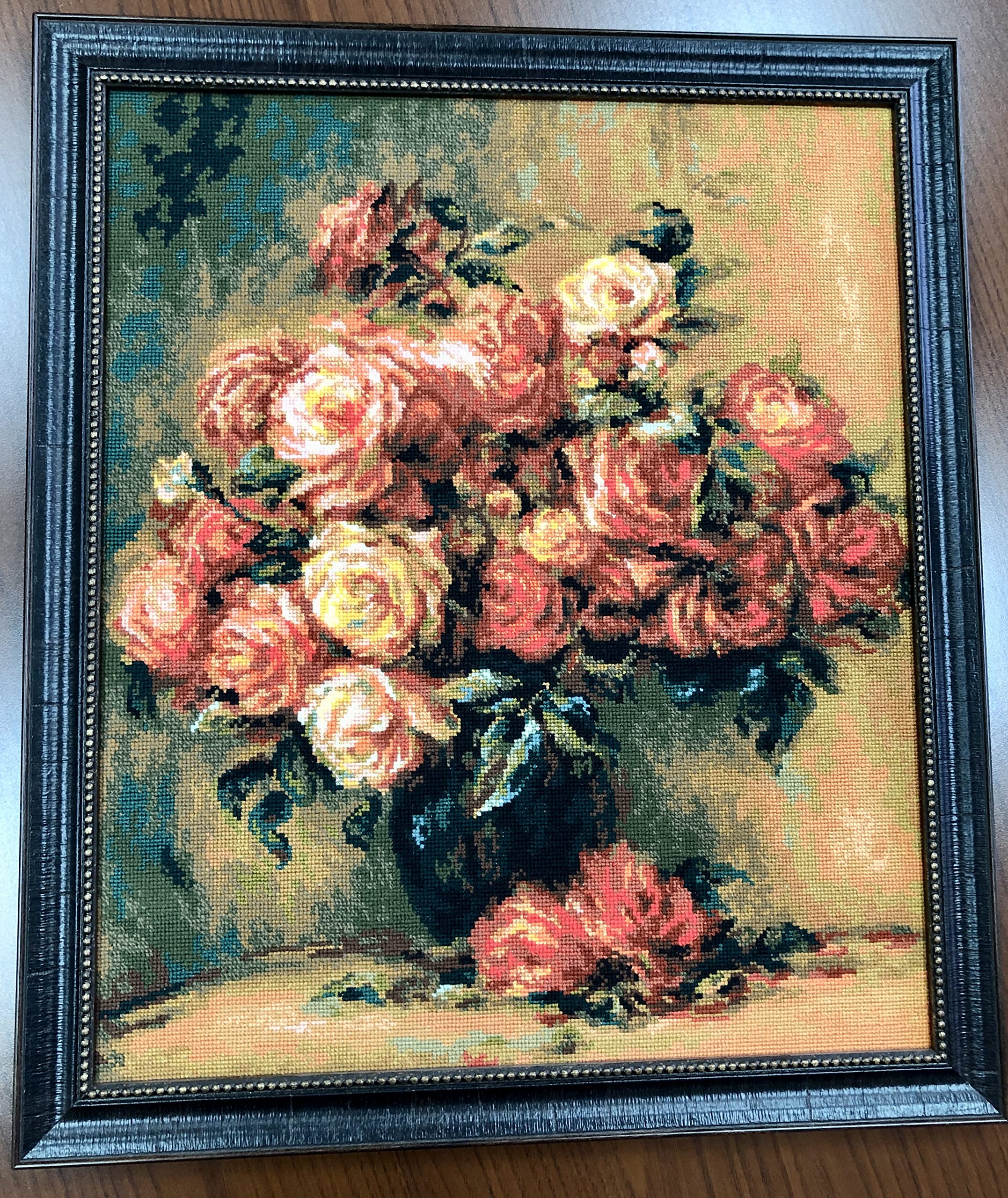 RIOLIS - Bouquet di Rose da un dipinto di Pierre-Auguste Renoir 1402, Punto croce 40x48cm, Punto croce kit da ricamare, Disegni da ricamare, Embroidery kit, Kit ricamo punto croce