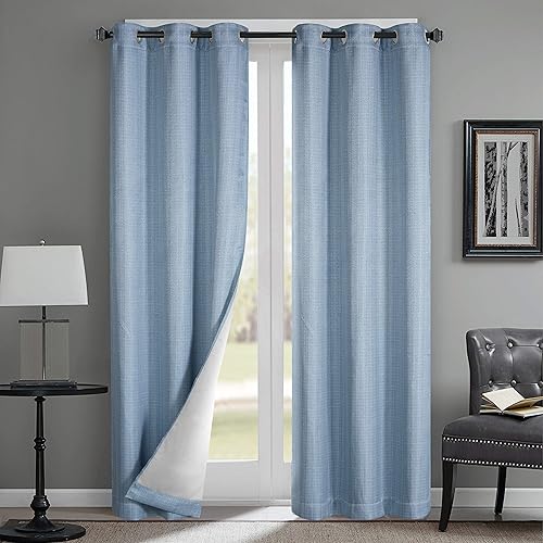 Miniatura 1 de Sunclipse DK688711 Panel de ventana opaca de triple tejido juego de 2 37 x 63 azul