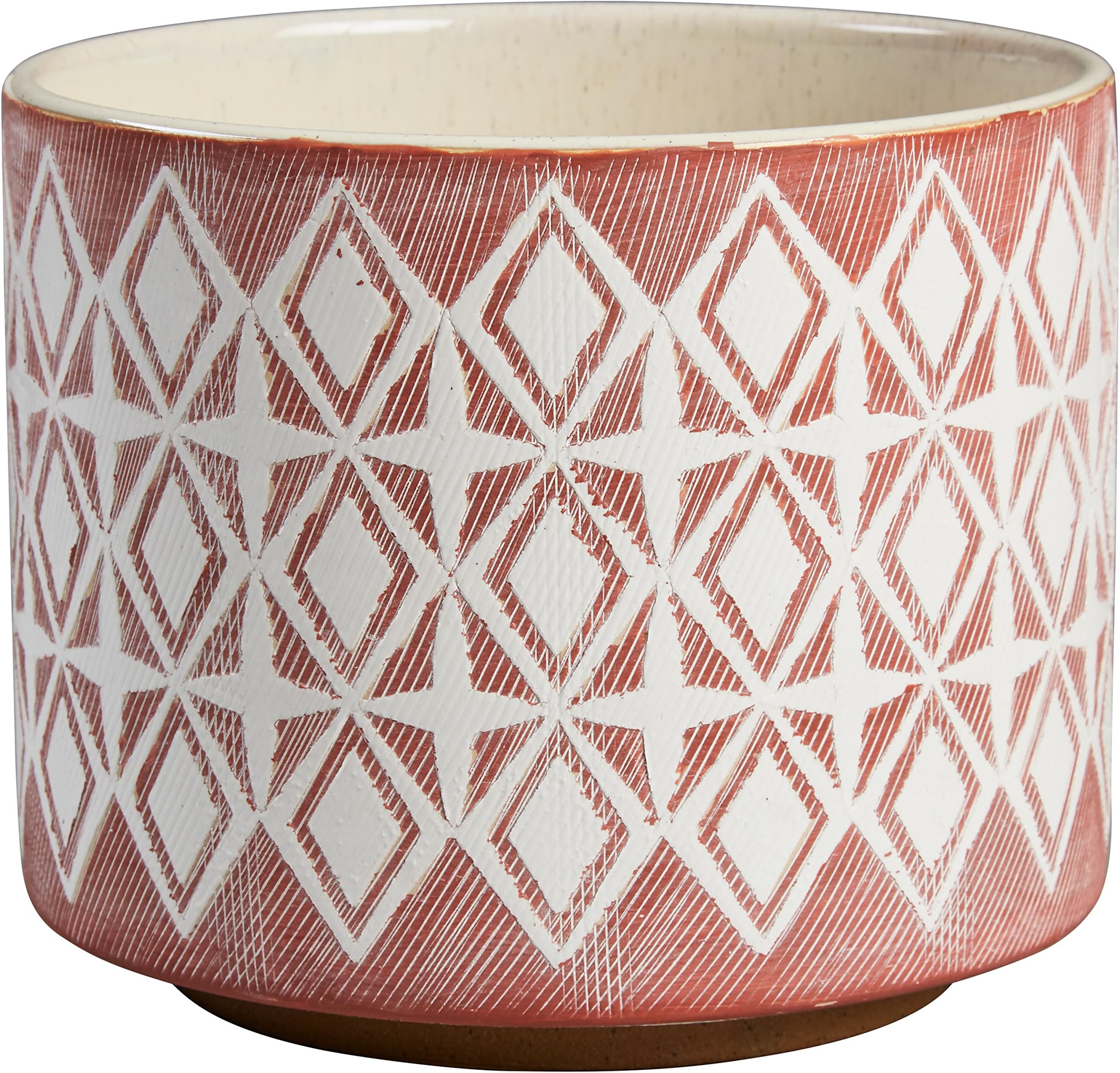 Amazon Brand - Rivet Geometric Ceramic Planter Cylindrical Pot, 6.5"H, Medium, Rose