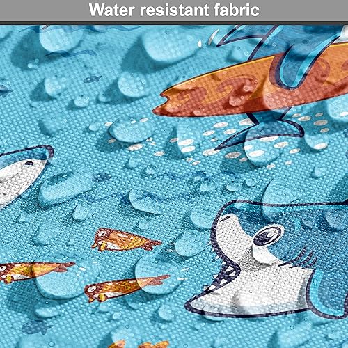 Vista 835 de Ambesonne Tela beige de The Yard, ilustración contemporánea de animales marinos en estilo retro, arte de caballito de mar de cangrejo de pulpo, tela