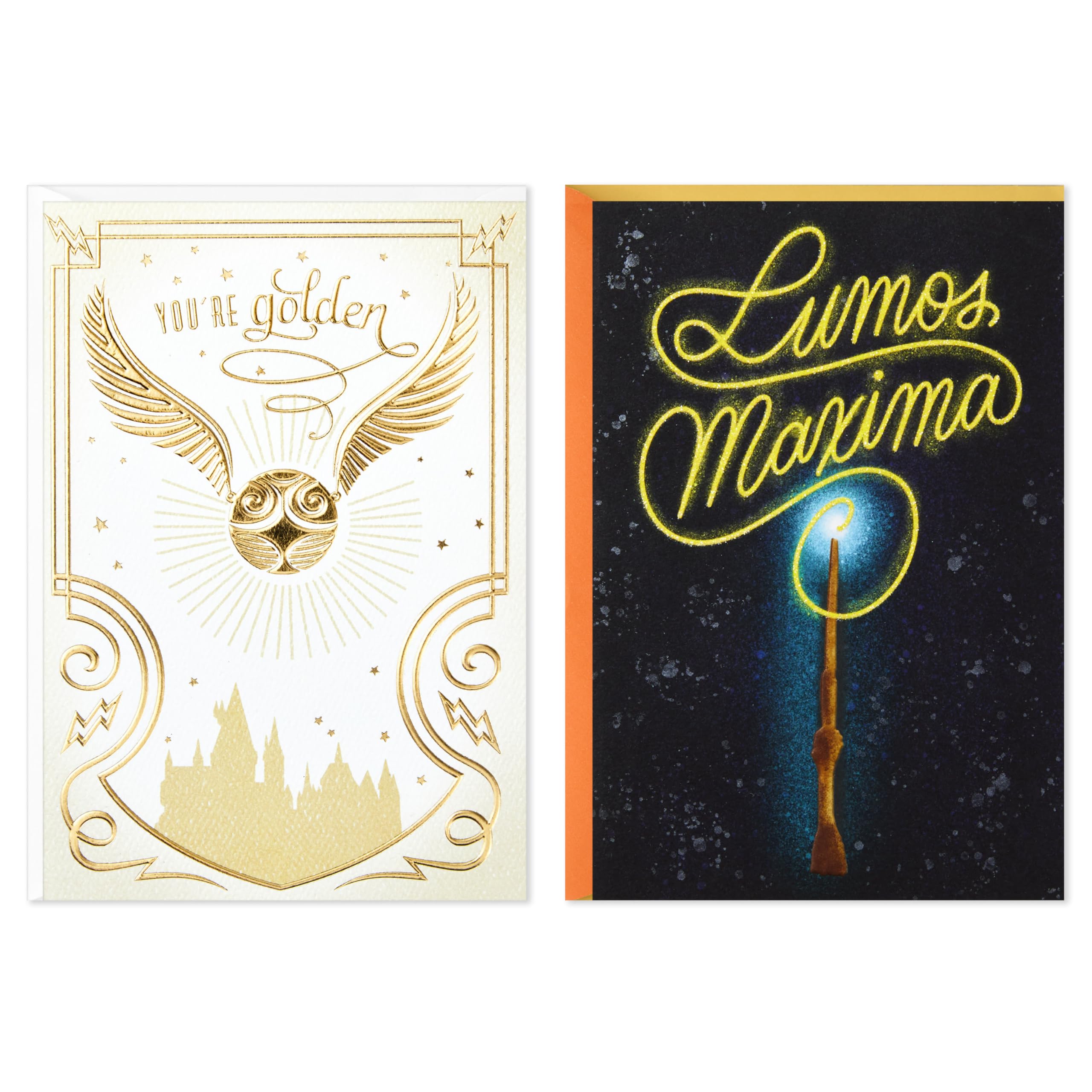 Hallmark Pack of 2 Harry Potter Birthday Cards (Snitch and Wand)