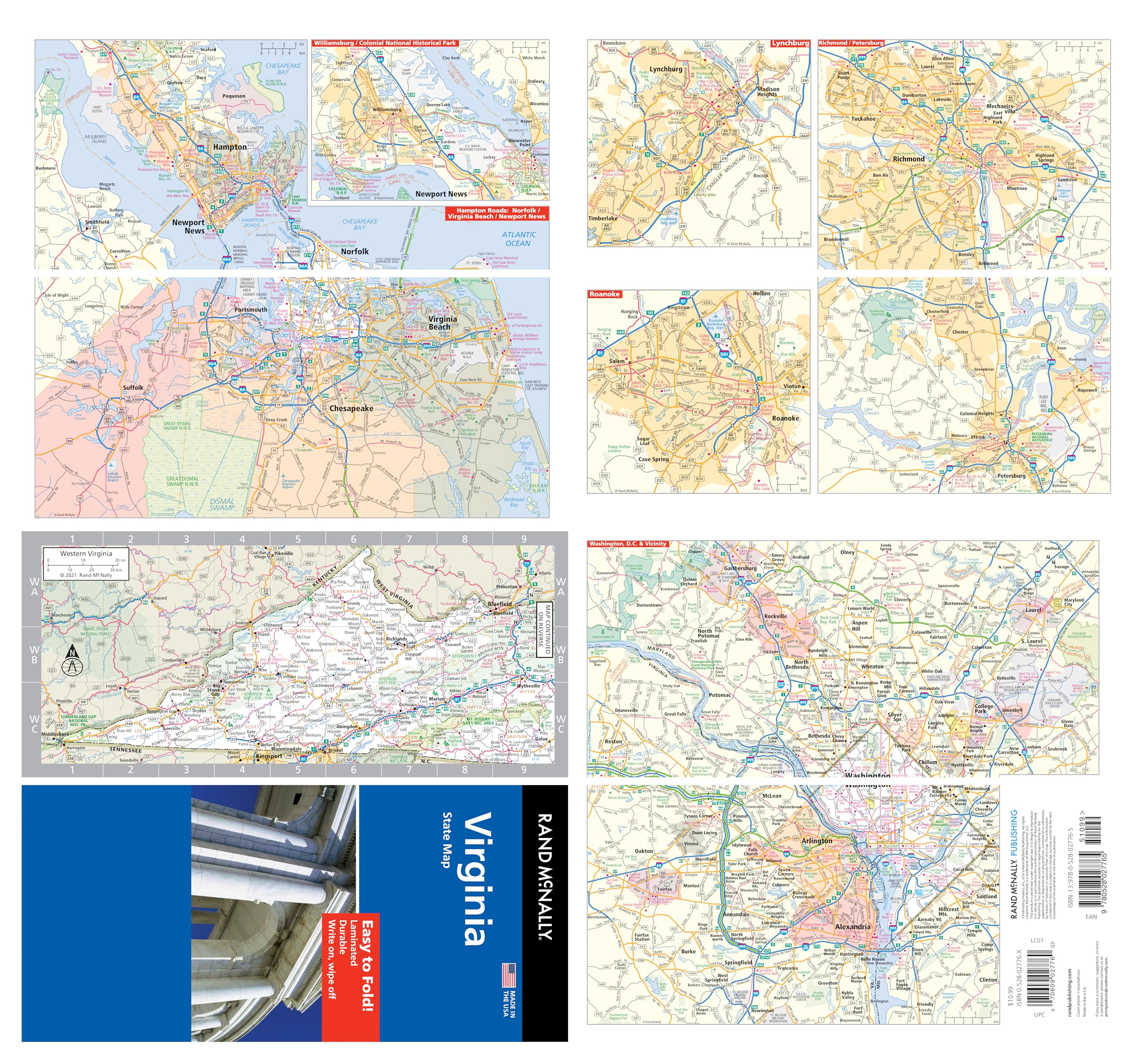 Rand McNally Easy to Fold: Virginia State Laminated Map - Image 3