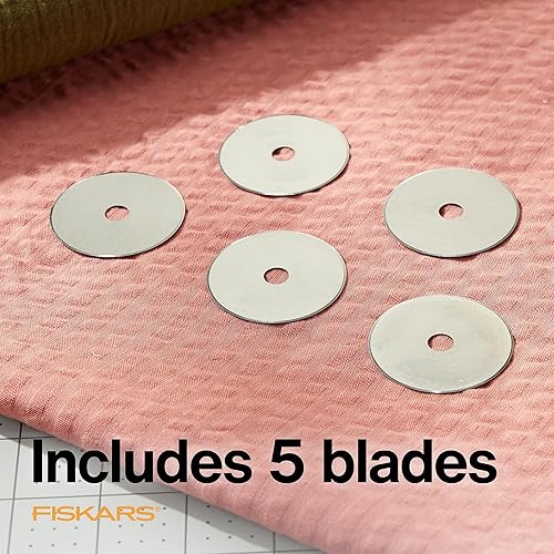 Miniatura 6 de Fiskars Hojas giratorias de 45 mm (paquete de 5) - Reemplazo de cuchillas de cortador giratorio - Proyectos de manualidades, costura y acolchado -