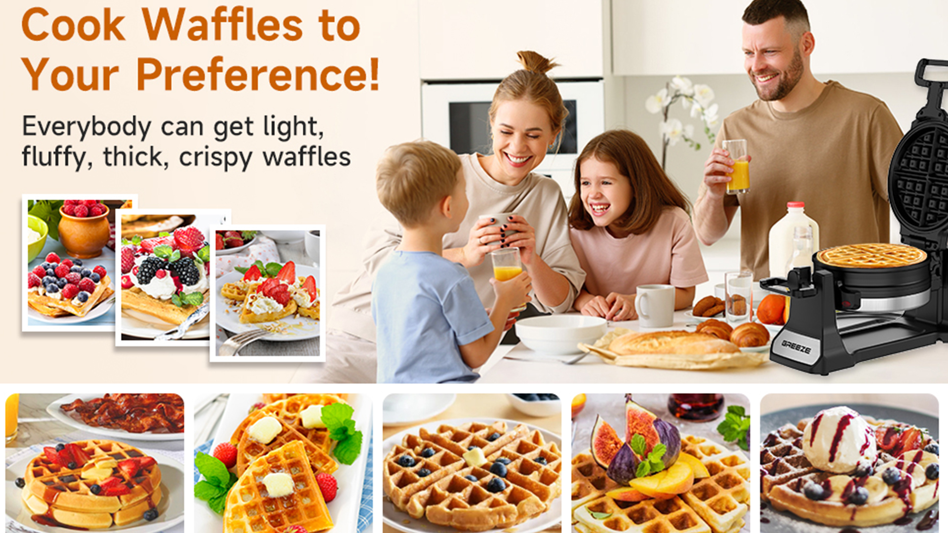 ☆新品 2枚同時焼 ワッフルメーカー Flip Waffle Maker Amazon.com: Waffle Maker, Double Belgian Waffle Maker 180
