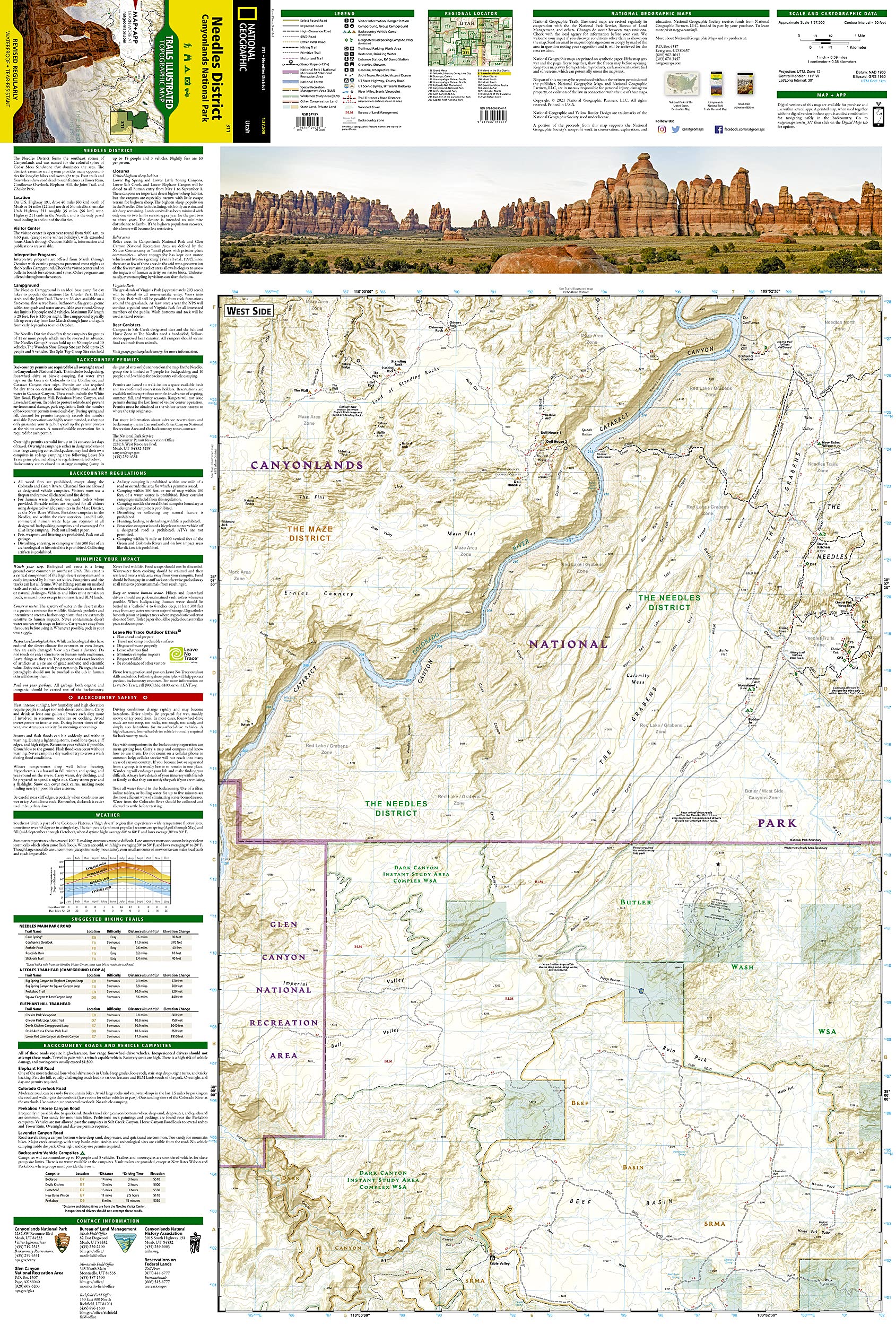 Needles District: Canyonlands National Park Map (National Geographic Trails Illustrated Map, 311) - Image 4