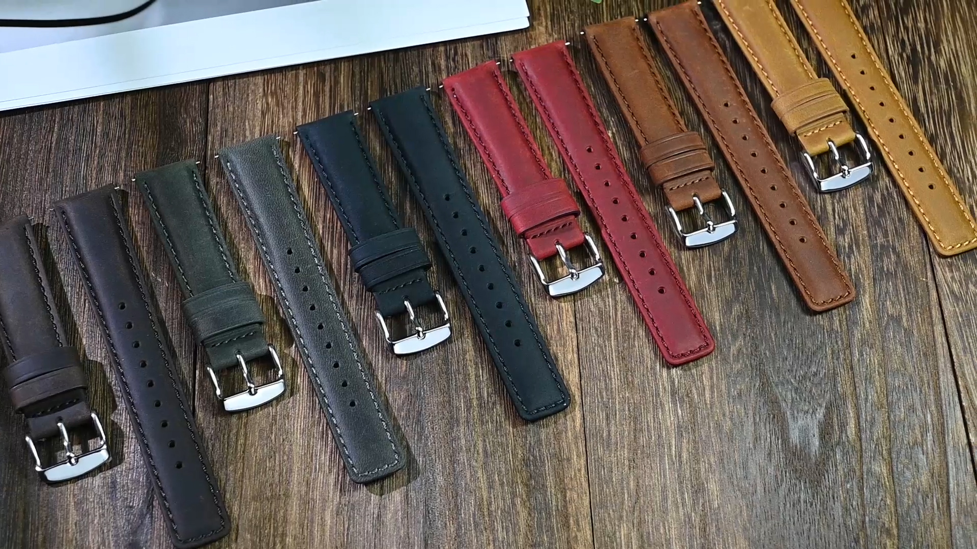Bracelet De Montre Cuir De Veau Grainé Rouge - 18/20/22/24 Mm, Neuf Avec étiquettes