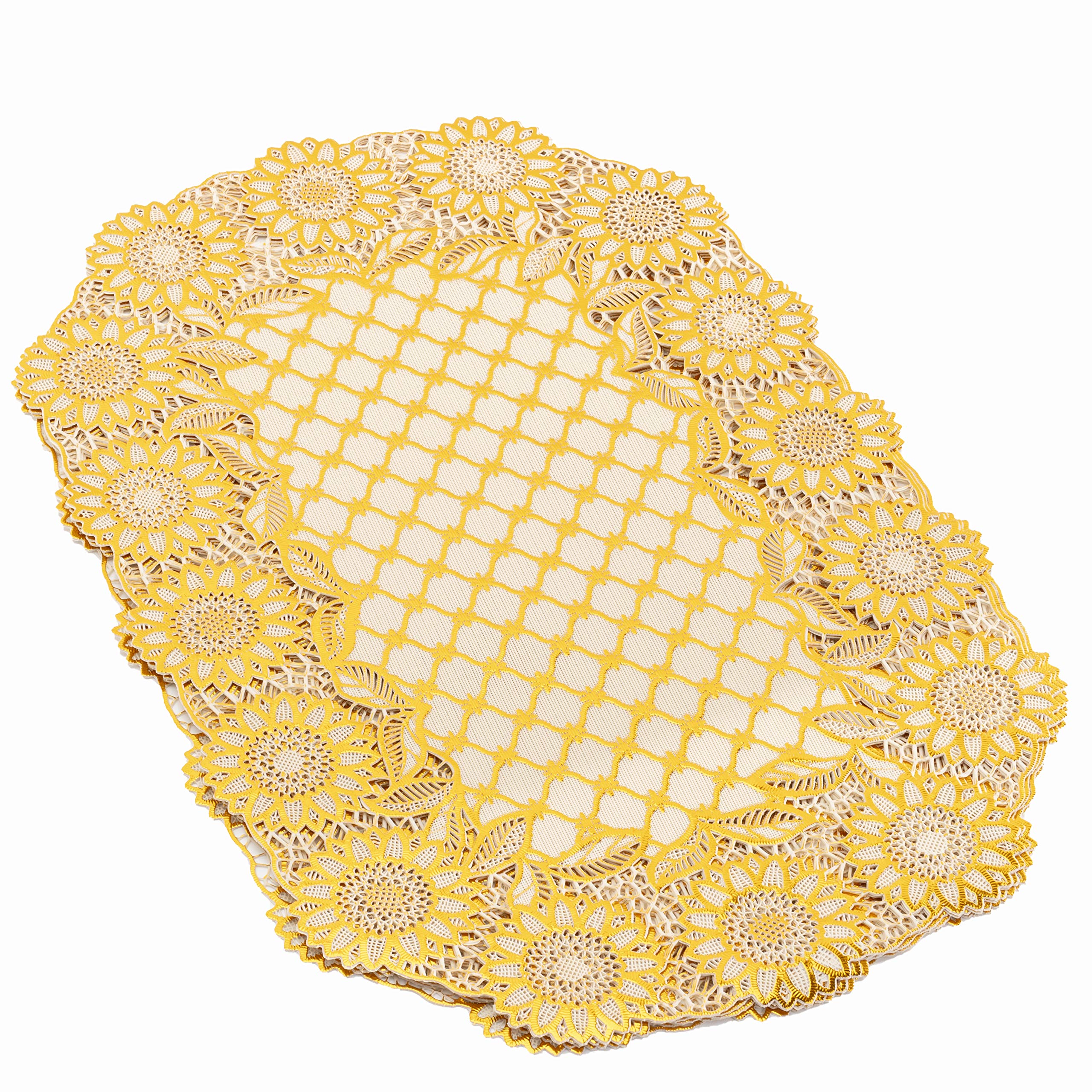 Royalford 6Pc Table Place Mat Set - PVC Non-Slip Dining Table Mats - Heat Resistant, Stain-Resistant & Easy to Clean Placemats - Stylish Home Decor Dinner Table Protector - 12x18 cm – Flower Design