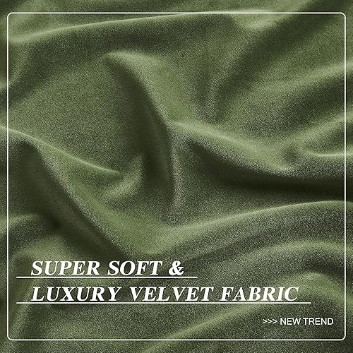 Miniatura 6 de MUMFAS Cortinas de terciopelo verde oliva de 90 pulgadas de largo, 2 paneles de cortinas bohemias con bloqueo de luz para oscurecer la habitación,