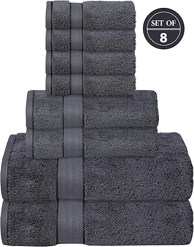 Miniatura 9 de GLAMBURG Juego de toallas prémium de 8 piezas de 700 GSM, contiene 2 toallas de baño de 30 x 54 pulgadas, 2 toallas de mano de 16 x 28 pulgadas, 4