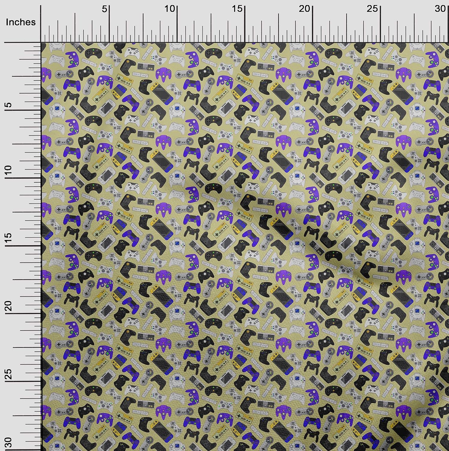 oneOone Viscose Chiffon Beige Fabric Video Game Sewing Craft Projects Fabric Prints by Yard 42 Inch Wide