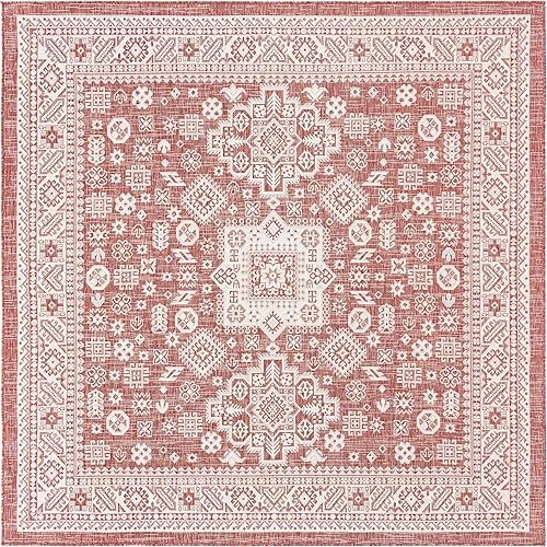 Miniatura 415 de Rugs.com Outdoor Aztec Collection Alfombra – 4 x 6 pies alfombra de tejido plano gris carbón perfecta para salas de estar, grandes comedores, planos