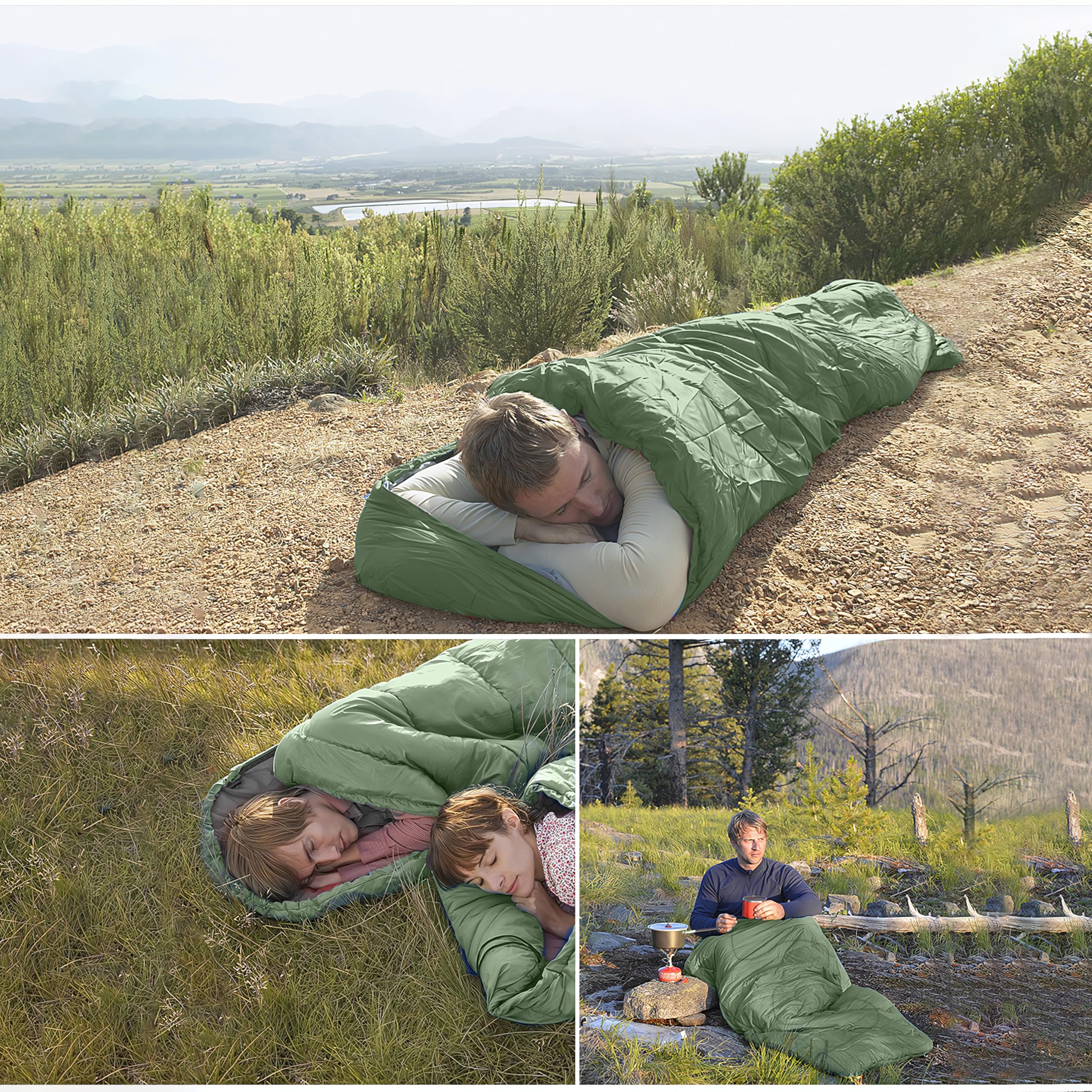 Retoo Saco de Dormir al Aire Libre Camping para Adultos niños Sacos de Dormir Verano Invierno 3 4 Estaciones Saco de Dormir Ultraligero Dormir Viaje Impermeable 210 cm