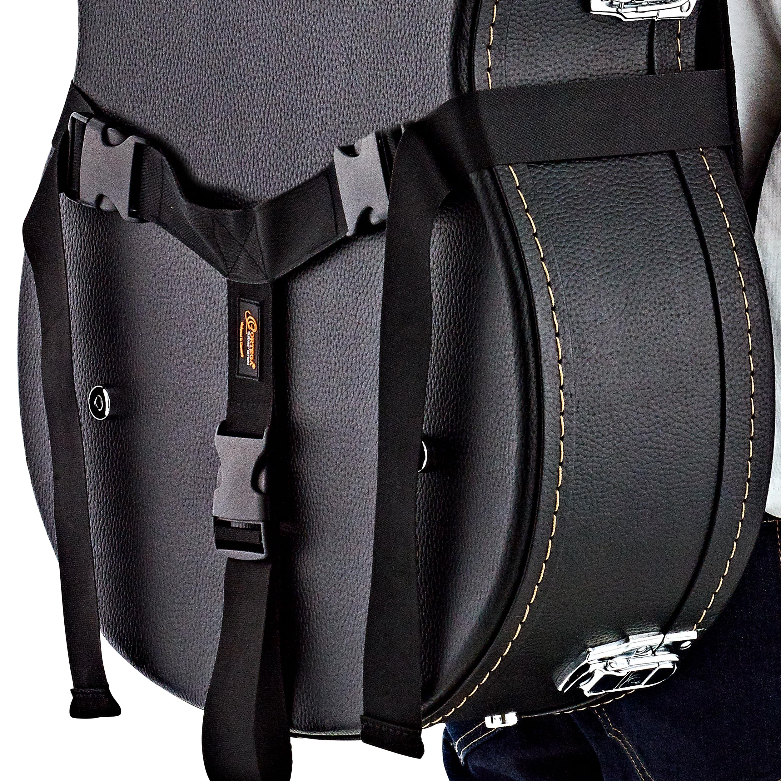 Ortega Guitars Harnais dorsal rembourré – Deluxe – convient aux étuis rigides avec forme – Noir (OBPS-DLX)