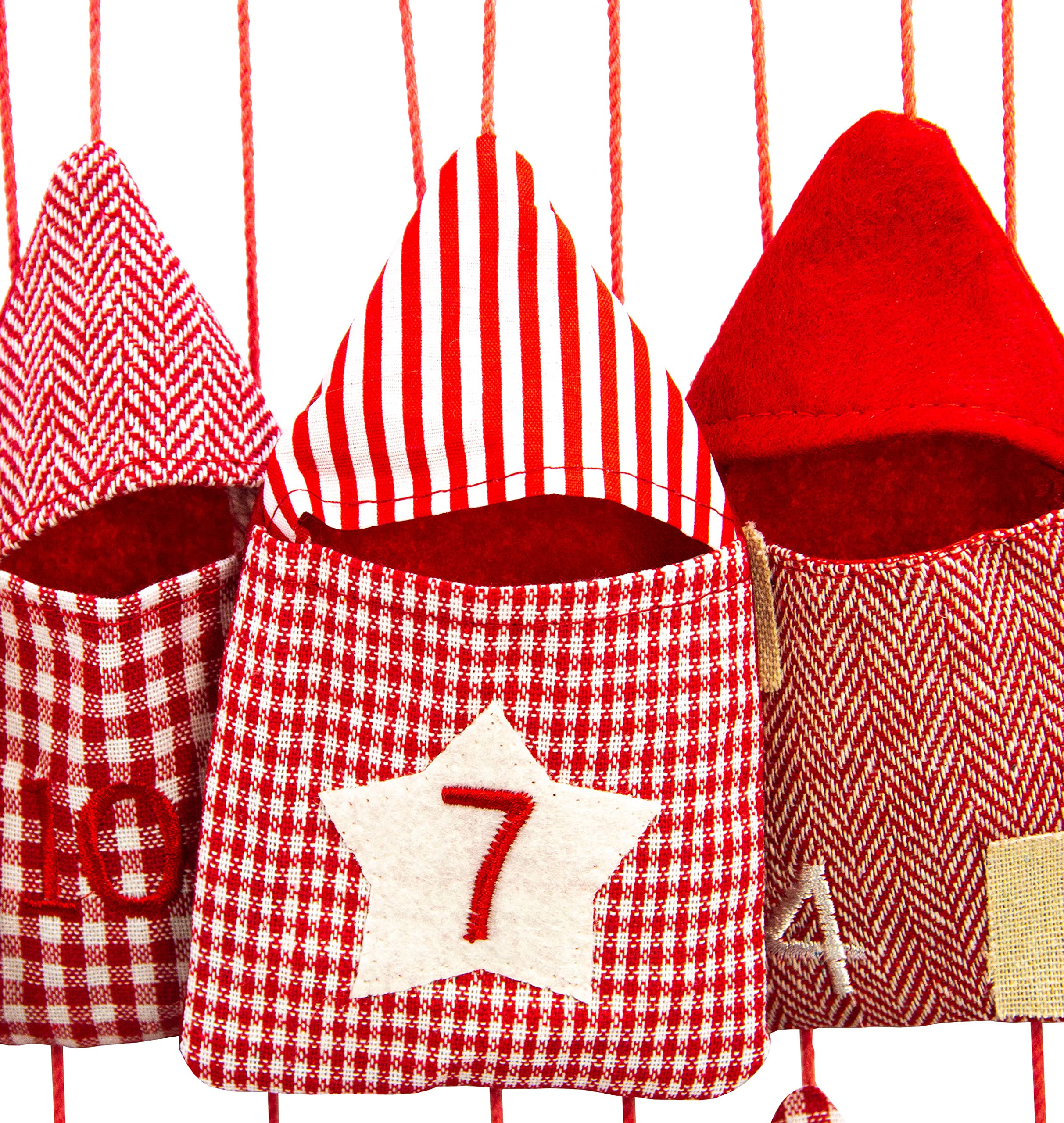 Calendario de Adviento Regalos Personalizable Rojo para Rellenar, Calendario para Colgar en Forma de Caseta