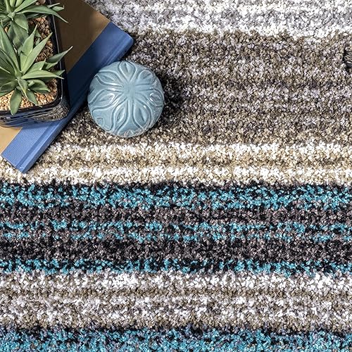 Miniatura 9 de nuLOOM Drey - Alfombra de pasillo a rayas, 2 pies 6 pulgadas x 10 pies, azul multicolor