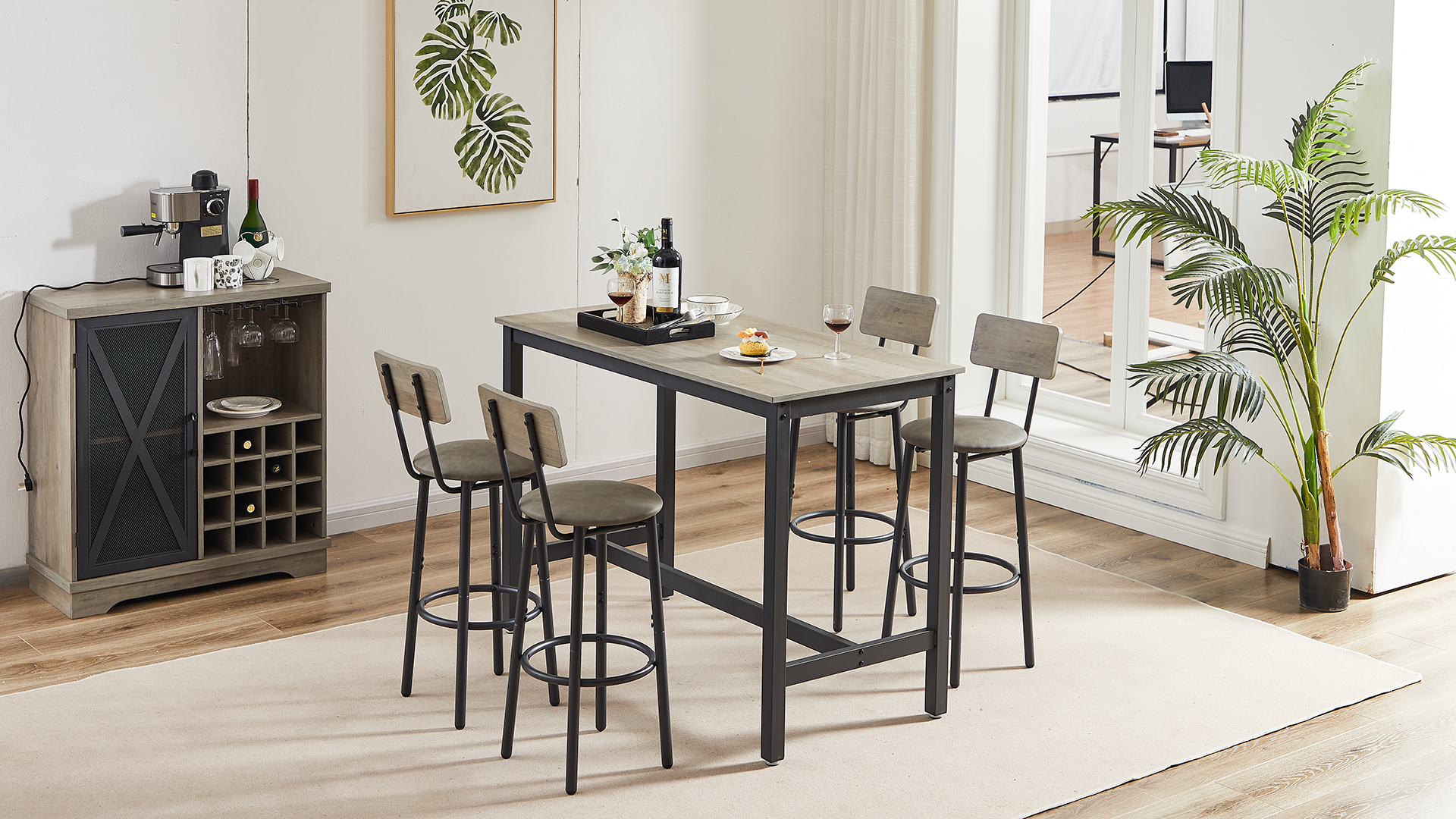 Amazon.com: Sweiko Modern Square Bar Table and Chair Set for