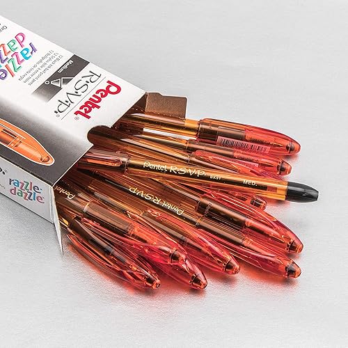 Miniatura 9 de Pentel RSVP Razzle-Dazzle - Bolígrafo de línea media barril azul tinta negra caja de 12 BK91RDC-A