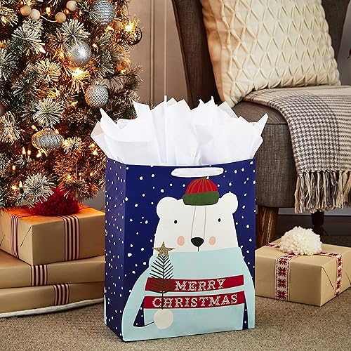 Miniatura 3 de Hallmark Bolsa de regalo de Navidad extra grande de 15 pulgadas y bolsa de regalo de Navidad extra grande de 15 pulgadas con papel de seda (cuadros