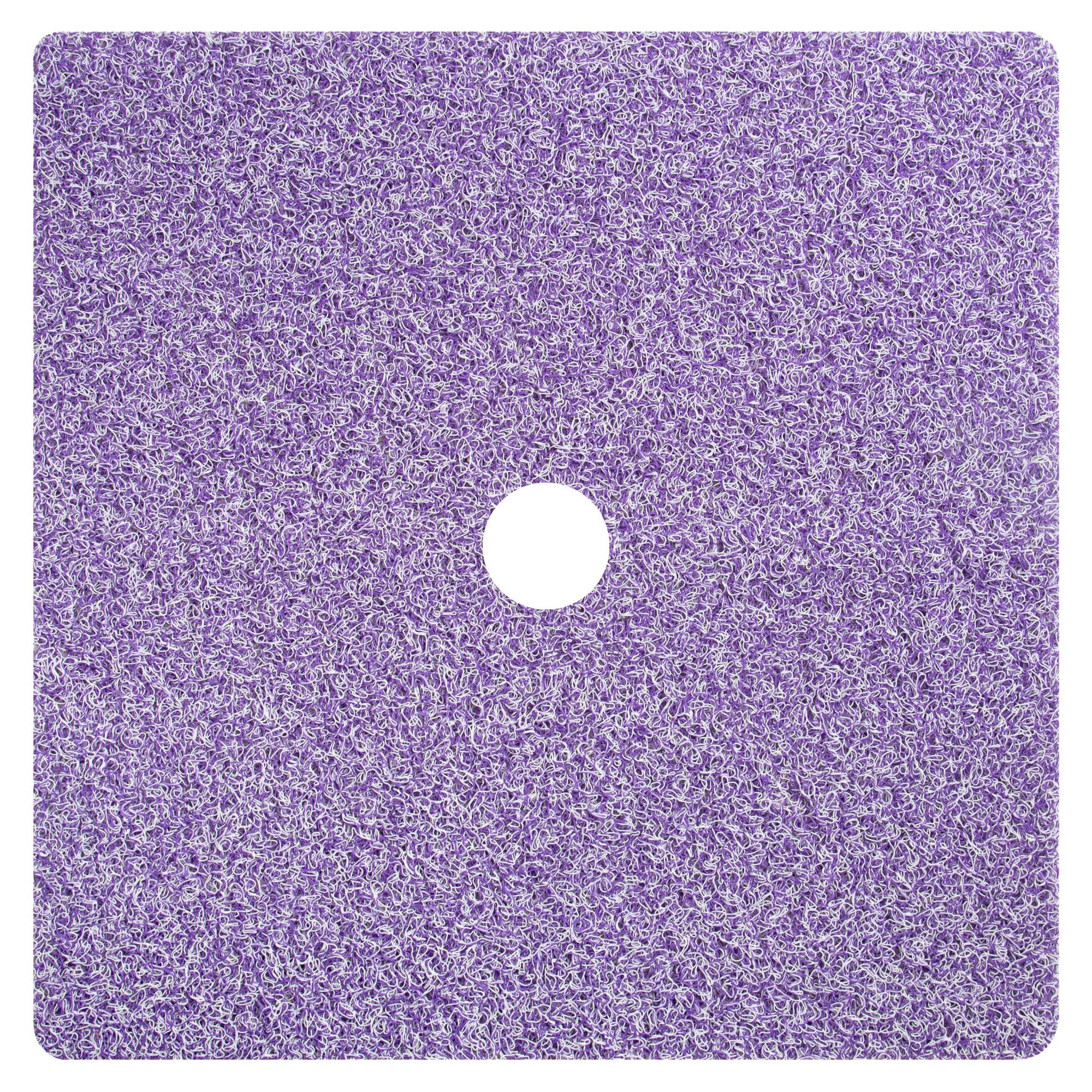 Enkosi Loofah Shower Mat with Drain Hole – Cushioned Anti-Slip Square Bath Mat for Showers, and Bathroom Floors – Textured PVC, Non Slip Safety Pad for Walk-in Stalls and Wet Areas (27x27 Purple)