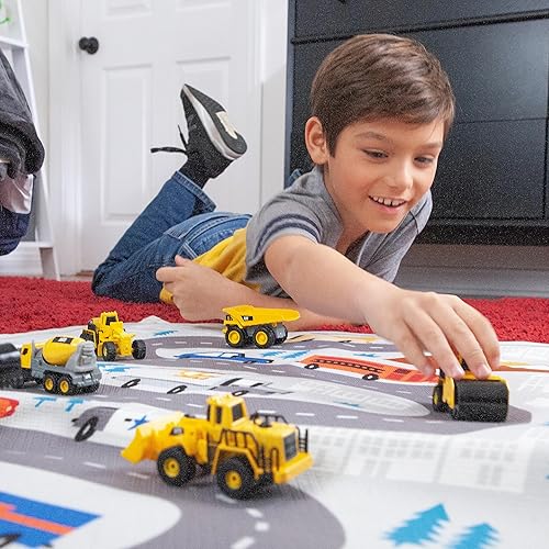 Miniatura 6 de CAT Juguetes de construcción de metal fundido a presión, paquete de 3 vehículos, camión volquetemezclador de cementonivelador para mayores de 3 años