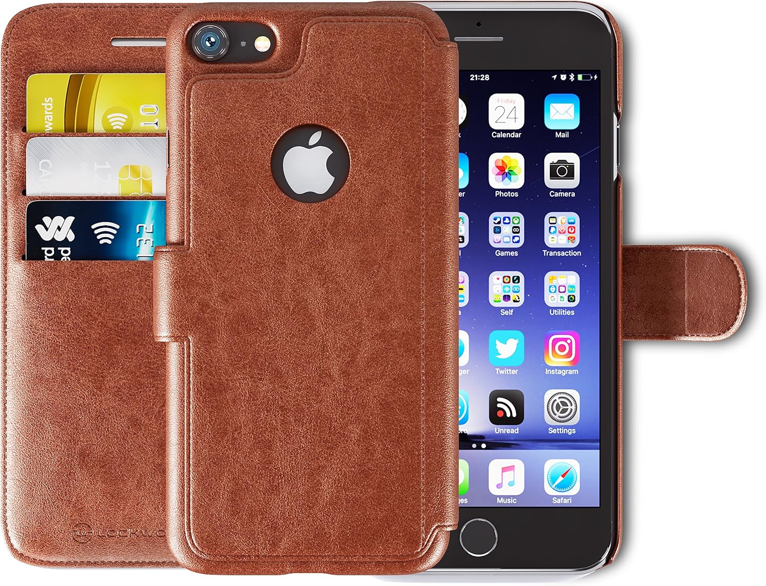 Lockwood iPhone 6/6s | Folio Wallet Card Case | Faux Leather | Vintage Brown | (4.7 Inch) | Ultra Slim & Light
