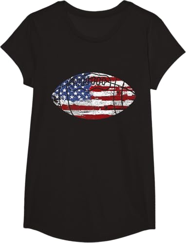Miniatura 4 de Camiseta de regalo vintage con bandera estadounidense de fútbol americano, Negro, S
