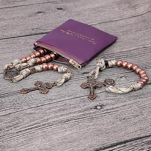 Miniatura 5 de Nazareth Store Juego de rosarios de cuerda de paracaídas, collar de rosario resistente y rosario de una década con cordón fuerte y pesado con San