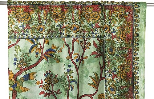 Miniatura 5 de Popular Handicrafts Paneles de cortina de mandala de teñido anudado con diseño de árbol de la vida, estilo hippie indio, color verde