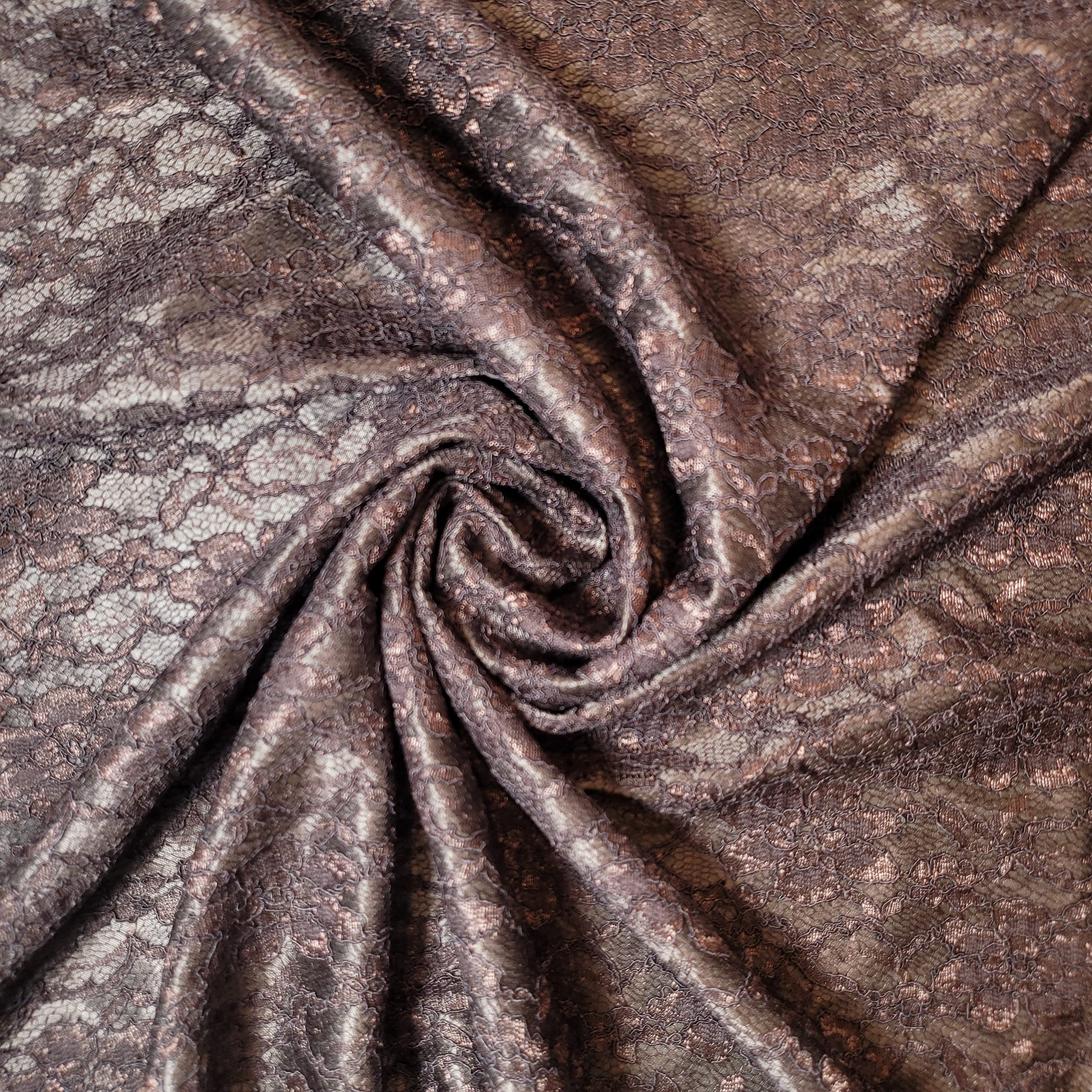 African Vintage Embroidery Bridal Nigerian French Embroidery Corded Budget Guipure Lace Mesh Net Fabric 54" Corded Budget Guipure Lace Mesh Net Fabric 54" (2 Meter, Chocolate Brown Bonded Floral) โ image 1