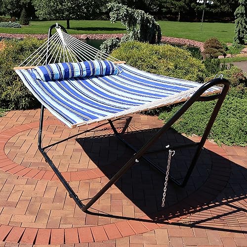 Vista 7 de Sunnydaze - Hamaca acolchada para 2 personas con soporte universal multiusos Playa Catalina