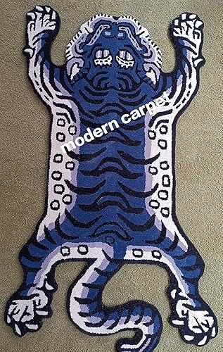 Tibetan Tiger Rugs 3x5 Skin Shape Area Rugs 100 Woolen Rugs Handmade Tufted for Kid Room Bedroom Doormat by Modern Carpet