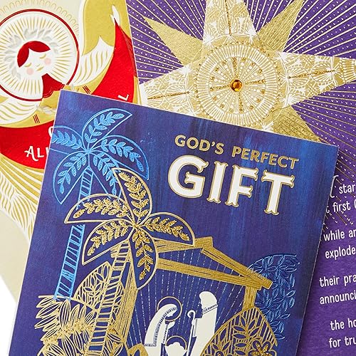 Miniatura 5 de DaySpring - Surtido de tarjetas navideñas religiosas (3 tarjetas con sobres Natividad, ángel, estrella)