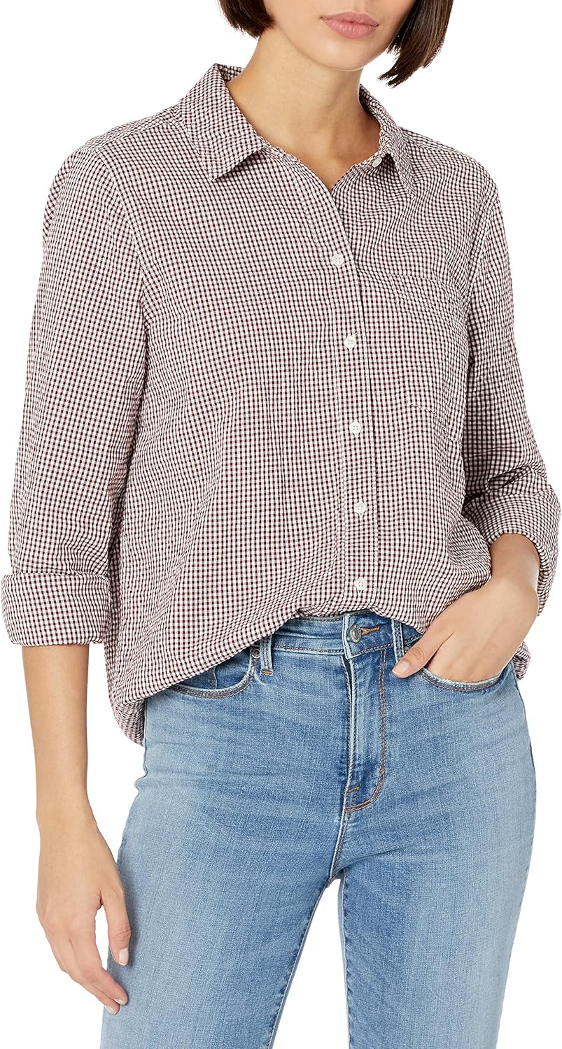 Women's seersucker shirt long sleeve Clearance
