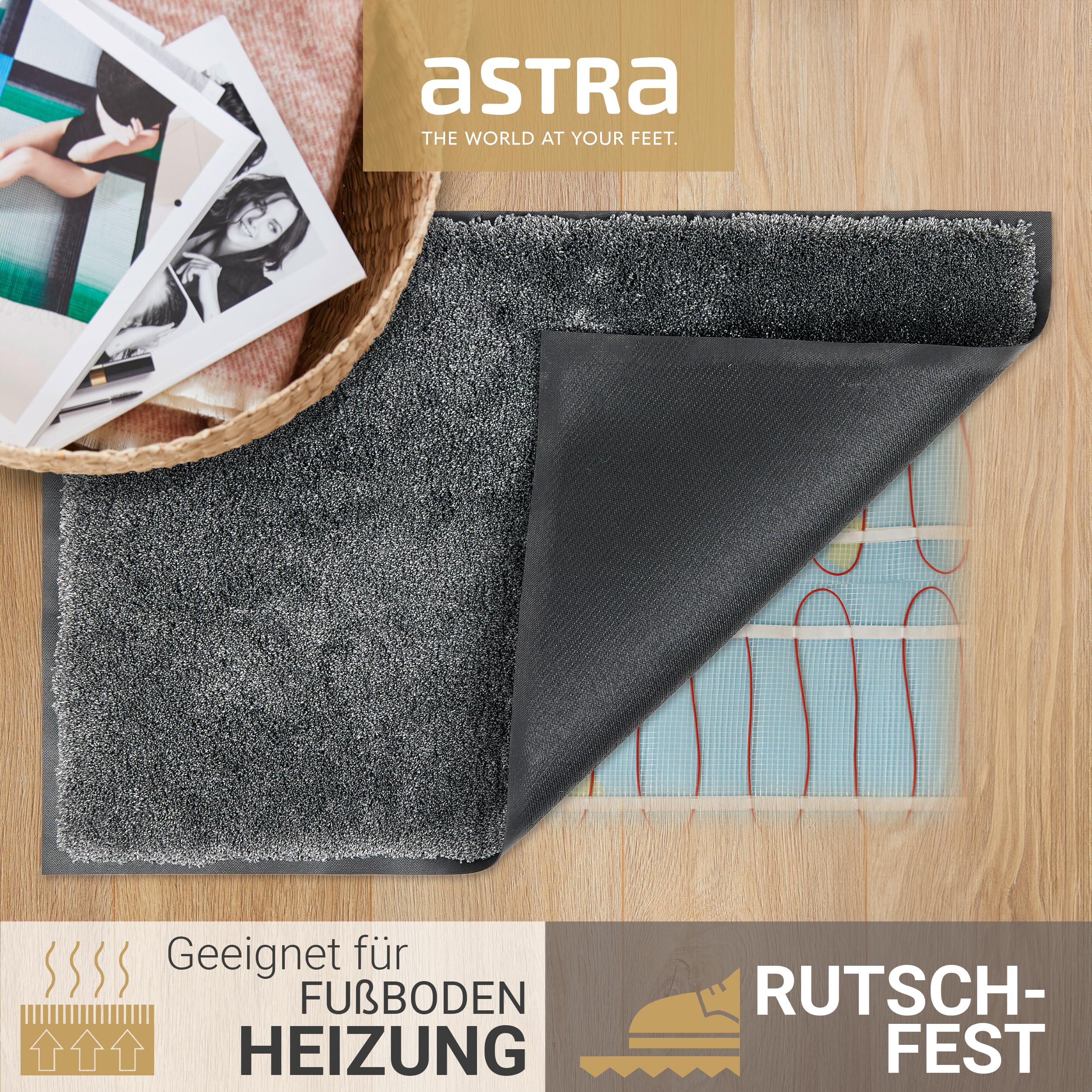 Rutschfeste Schmutzfangmatte innen weich - Anthrazit 80x120cm (Rechteckig) | Pflegeleichte Sauberlaufmatte Eingang Fussmatte rutschfest Läufer Flur waschbar per Hand Türmatte PVC frei Fußmatte indoor