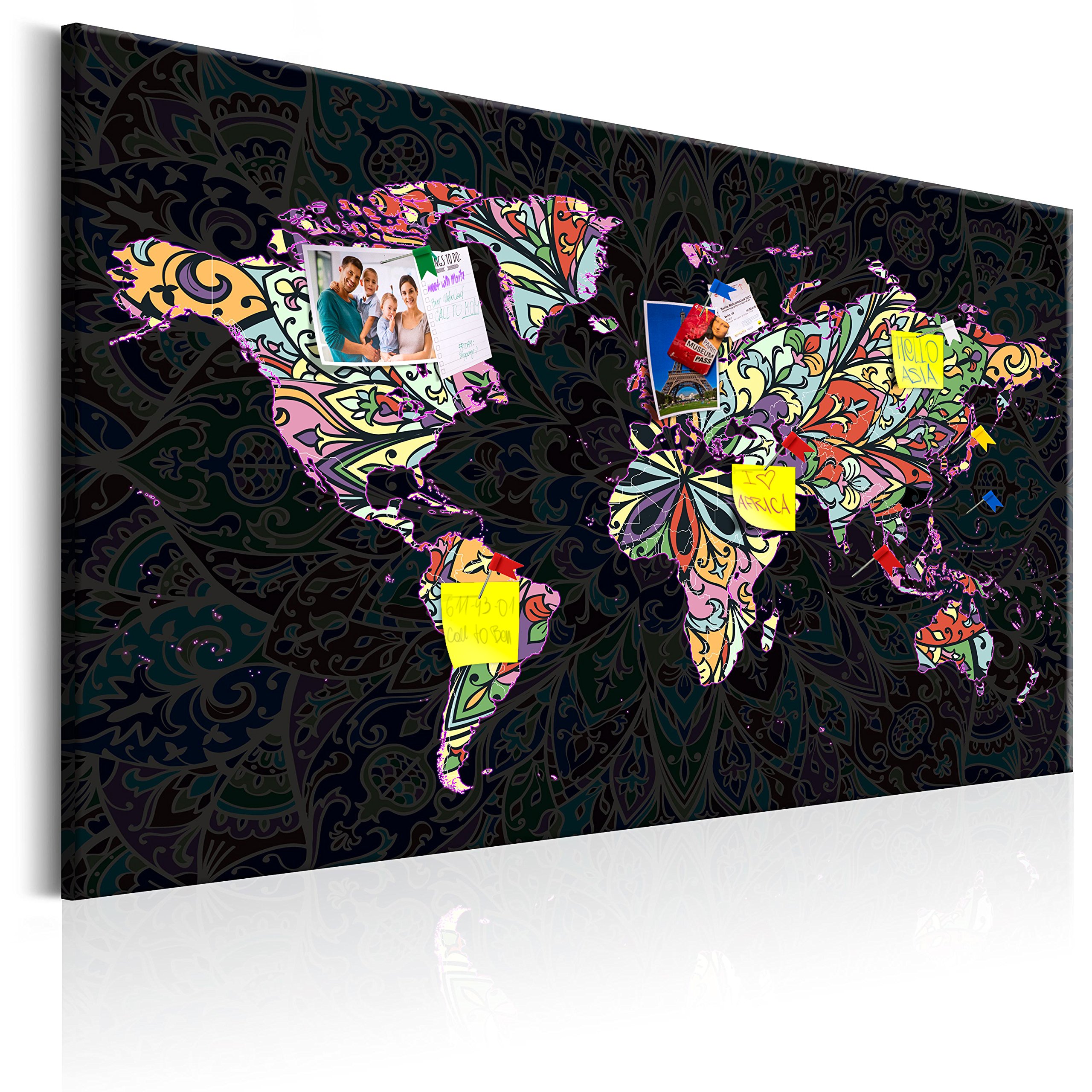 murando Pin Board World Map 120x80 cm/48"x32" 1 piece
