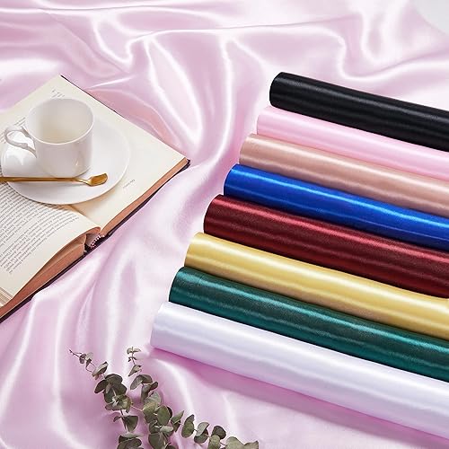 Miniatura 6 de 1 yarda de 63 pulgadas de ancho de tela de satén sedoso de oro rosa para bodas, decoración, fiesta, moda, ropa, manualidades, costura