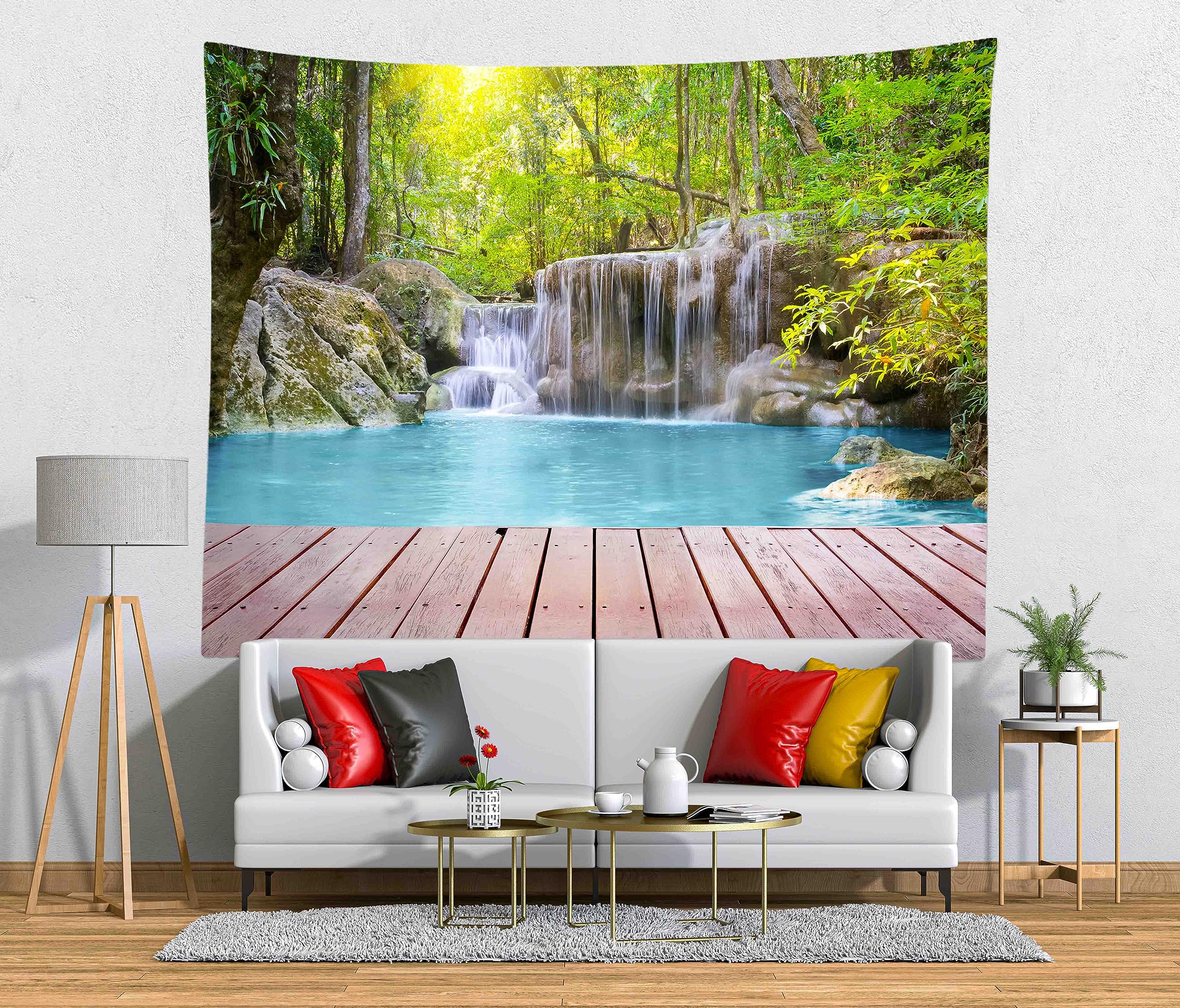 風景画　作:滝洋子 『化石』　縦84cm✖️横100cm✖️6cm Amazon | CORFOTO 生地 12x10フィート 滝 写真撮影用背景 自然 森林