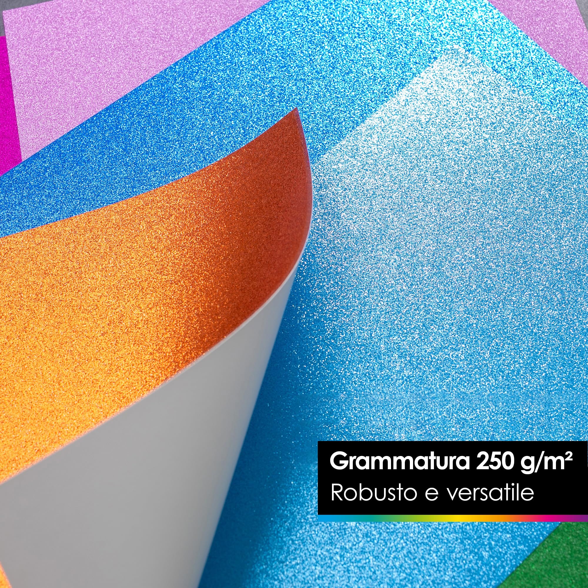 OfficeTree Cartoncino Glitterato A4 250g/m² 20 Colori - Carta Glitterata per Scrapbooking e Bricolage