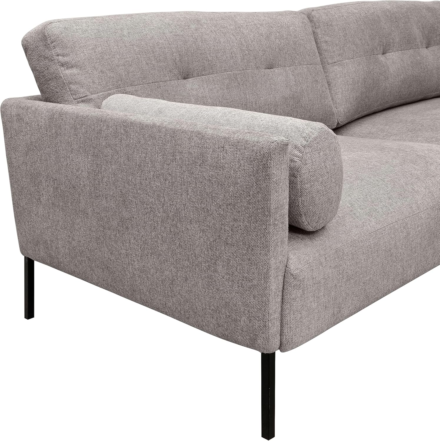 Armen Living Michalina 84" Gray Fabric Sofa with Black Metal Legs
