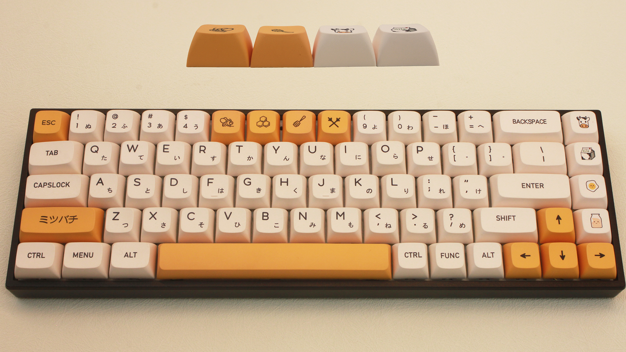 HONEY☆ Guffercty kred 140-Key Honey Milk PBT XDA 65% TKL Keycap Set