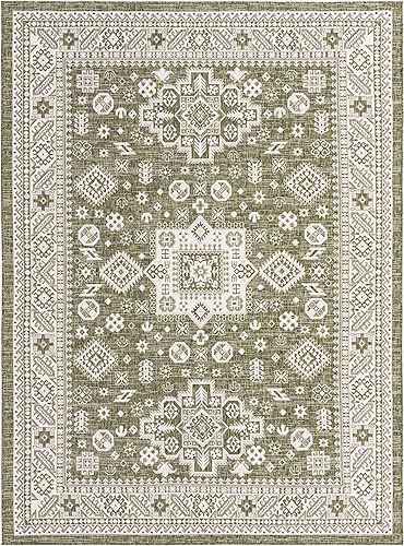 Miniatura 258 de Rugs.com Outdoor Aztec Collection Alfombra – 4 x 6 pies alfombra de tejido plano gris carbón perfecta para salas de estar, grandes comedores, planos