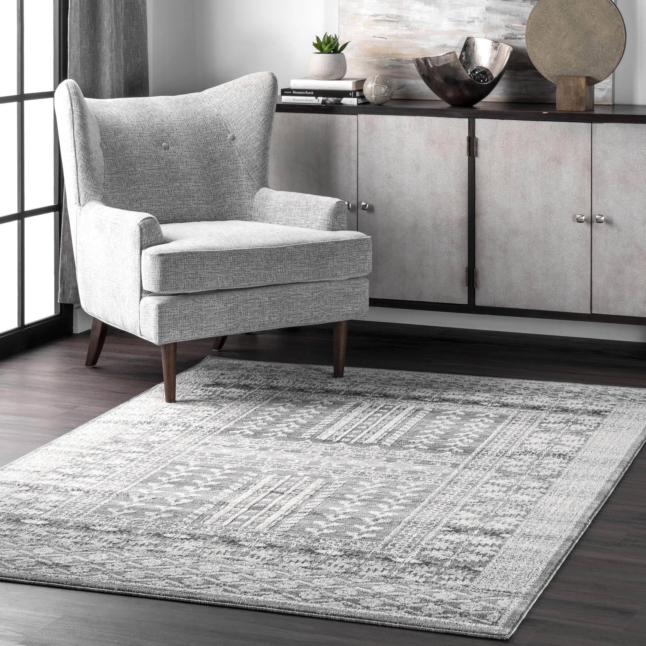 nuLOOM Melina Distressed Grecian Runner Rug, 2' x 6', Gray