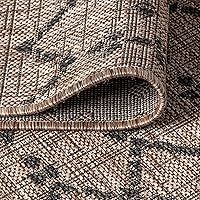 Vista 5 de JONATHAN Y Alfombra de área geométrica marroquí para interiores y exteriores 3X5 natural/negro, Ourika tejido texturizado para patio trasero, patio