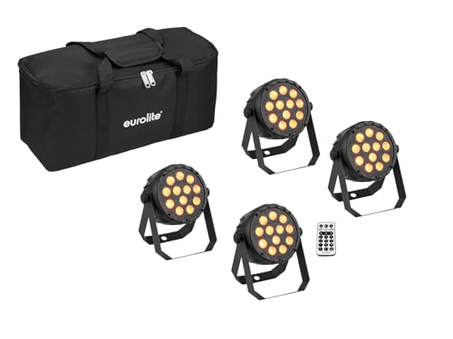 EUROLITE Set 4x LED PARty Spot Silent RGB/WW mit Softbag | Kompakter Scheinwerfer mit DMX-Steuerung und 12 x 5-W-COB-LED in RGB/WW