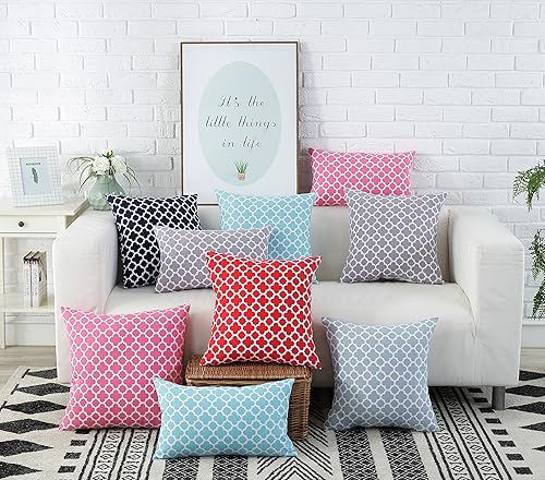 Miniatura 4 de TAOSON - Funda de cojín de tela de algodón, diseño marroquí, color azul marino, con cierre de cremallera oculto, solo funda de 23.6 x 23.6in