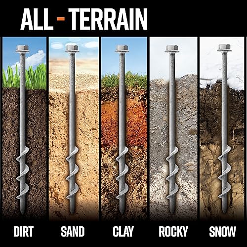 Miniatura 8 de Estaca atornillada para suelo normal a duro  Tornillos de tierra de anclaje de tierra impulsados por taladro de primera calidad  4 estacas Pro I