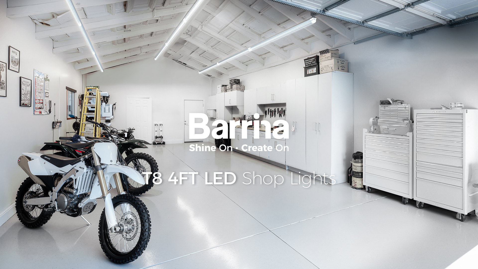 Image of Barrina LED Shop Light 4FT, 40W 5500LM 6500K, Clear Cover Hanging Light Fixture, Linkable Tube Lights, V Shape LED Ceiling Lights for Garage, Warehouse, Workshop, 6 Packs