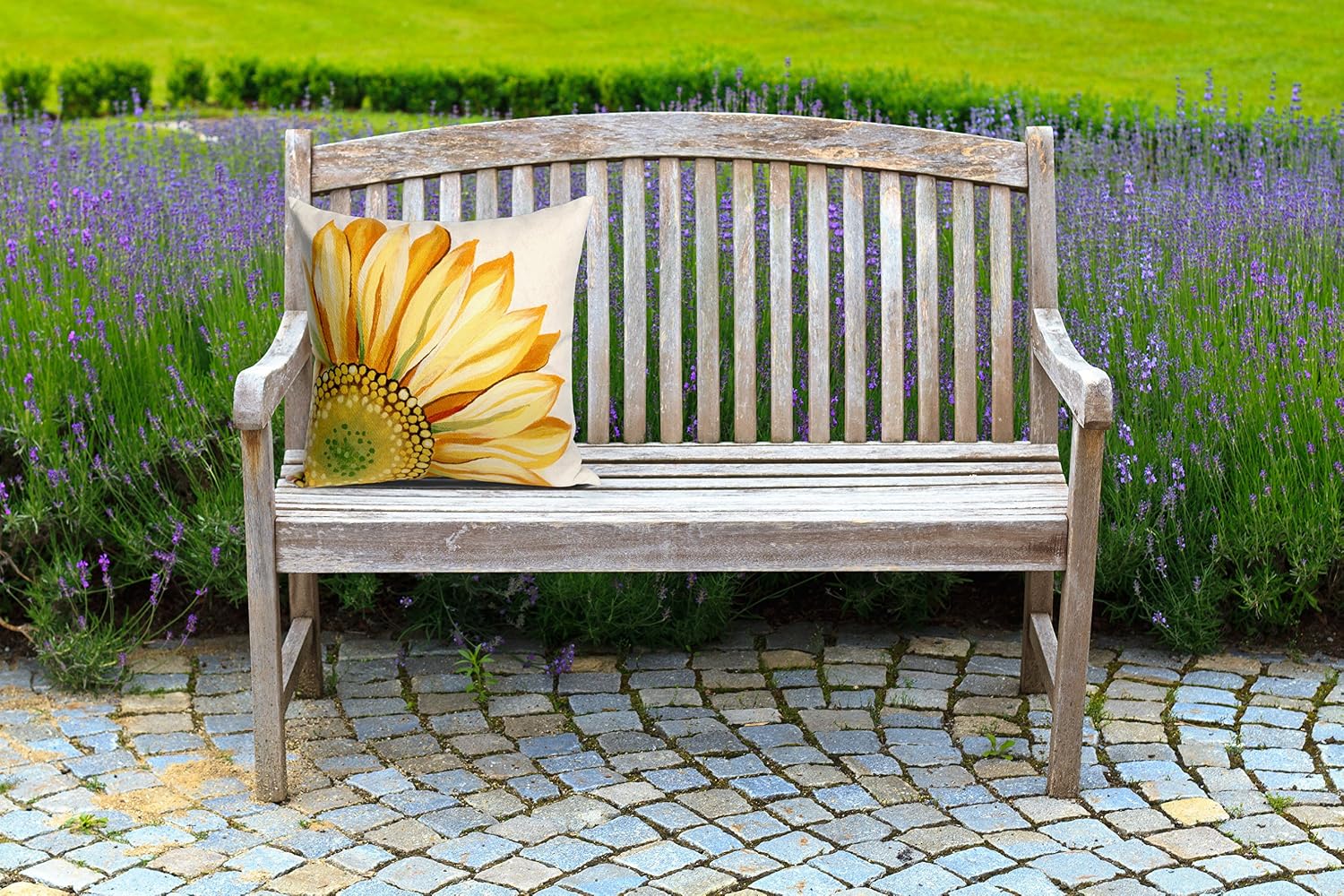 Liora Manne Visions III Indoor/Outdoor Handmade Pillow - Contemporary Botanical Nature Accent (Sunflower Yellow) (20" x 20")
