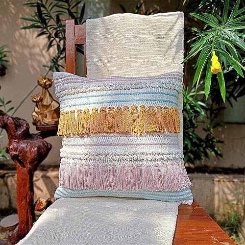 Miniatura 4 de Trade Star Funda de cojín bohemia 100% algodón, hecha a mano, hermosa funda de cojín de diseño indio de primera calidad, auténtica funda de almohada